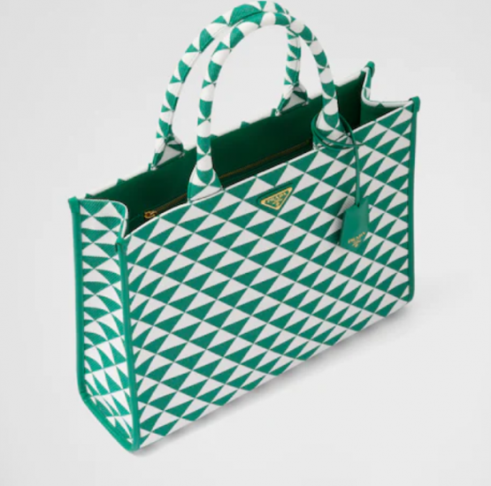 现代主义图案的Prada Symbole 刺绣织物大号托特包-奢侈品百科网