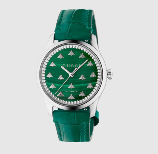 古驰G-Timeless系列蜜蜂腕表绿色鳄鱼皮表带-奢侈品百科网